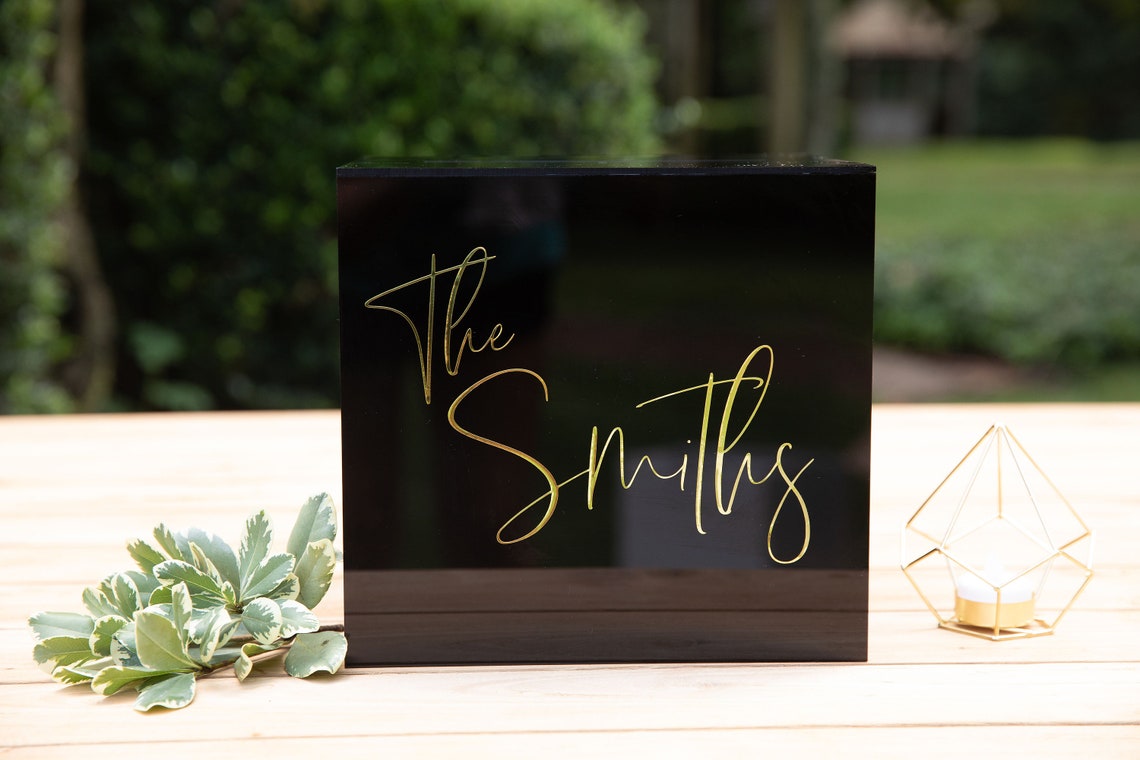 Lock & Key Black Acrylic Card Box I Acrylic Card Box I Wedding Etsy