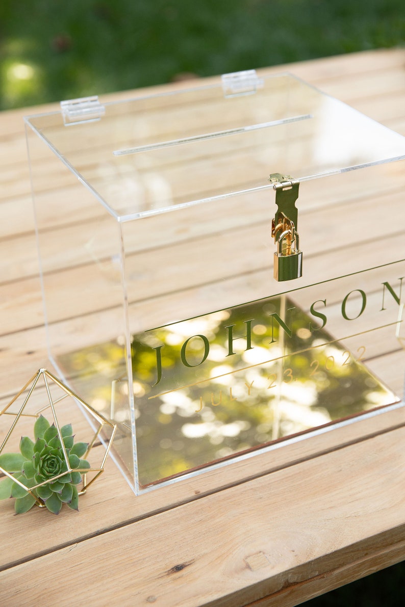 Acrylic Card Box With Lock and Key I Personalized Wedding Card Etsy
