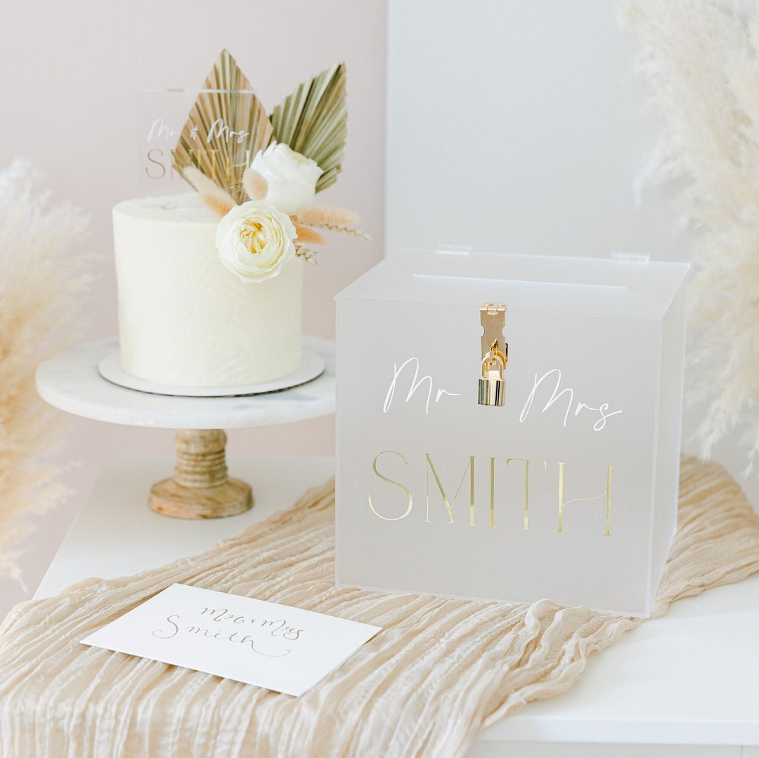 Frosted Acrylic Card Box I Wedding Card Box With Lock Custom Wedding
