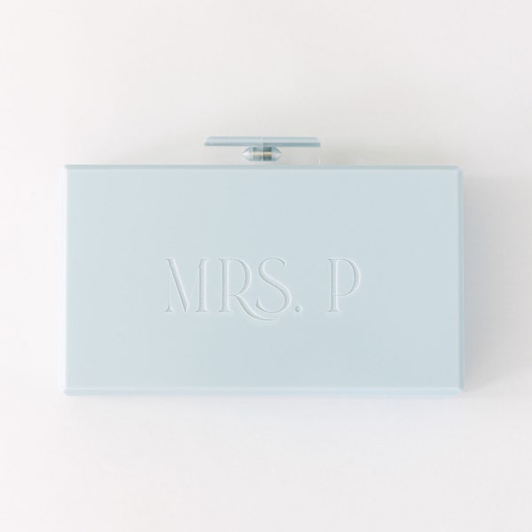 Custom Engraved Acrylic Clutch | Personalized Engraved Clutch | Bride Clutch | Mrs. Clutch | Acrylic Purse | Bride Accessory