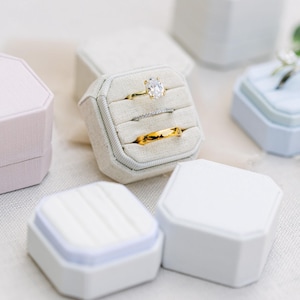 Triple Slot Linen Ring Box |  Wedding Ring Box | Engagement Ring Box | Triple Slot | Modern Ring Box | Square Ring Box