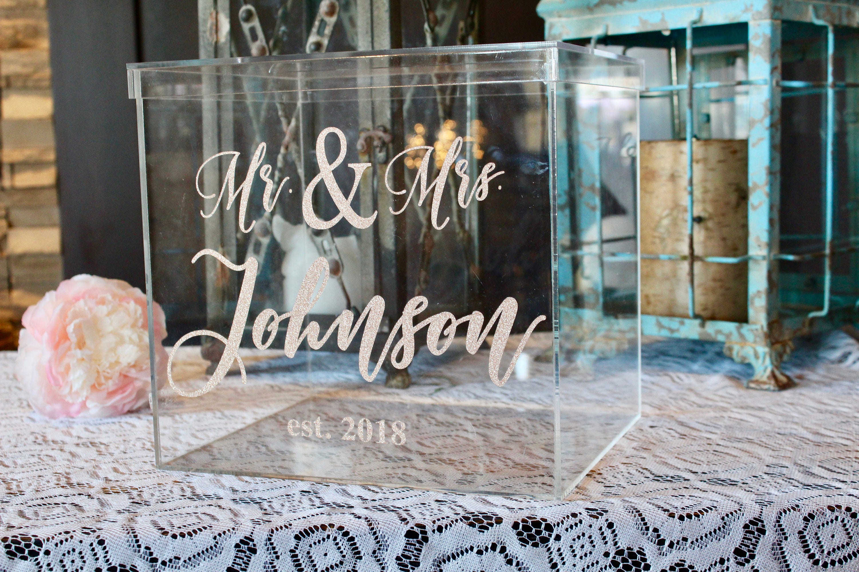 Personalized Wedding Card Box I Acrylic Card Box I Wedding Etsy