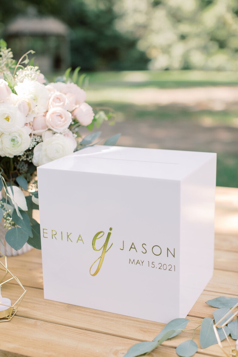 Lock & Key White Acrylic Card Box I Acrylic Card Box I Wedding Etsy