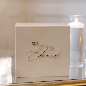 Acryl Card Box Mit Schloss und Schlüssel | Personalisierte Rahmer Text Kartenbox | 3D Text | Flacher Vinyl-Aufkleber | Benutzerdefinierte Hochzeitsdekor