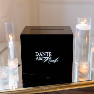 Acryl Card Box Mit Schloss und Schlüssel | Personalisierte Rahmer Text Kartenbox | 3D Pop-Out-Text | Flacher Vinyl-Aufkleber | Benutzerdefinierte Hochzeitsdekor