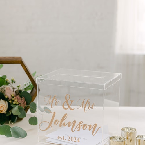 Personalized Acrylic Wedding Card Box With Lock I Locking Etsy
