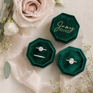 Octagon Velvet Ring Box | Custom Wedding Engagement Ring Holder (Single/Double Slot)