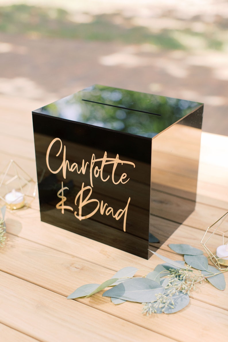 Lock & Key Black Acrylic Card Box I Acrylic Card Box I Wedding Etsy