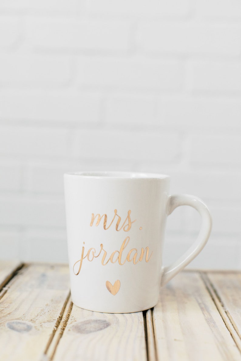 Personalized Coffee Mug Mrs. Mug Engagement Gift Custom Coffee Mug Bride to be Coffee Mug Bride Mug White Coffee Mug image 1