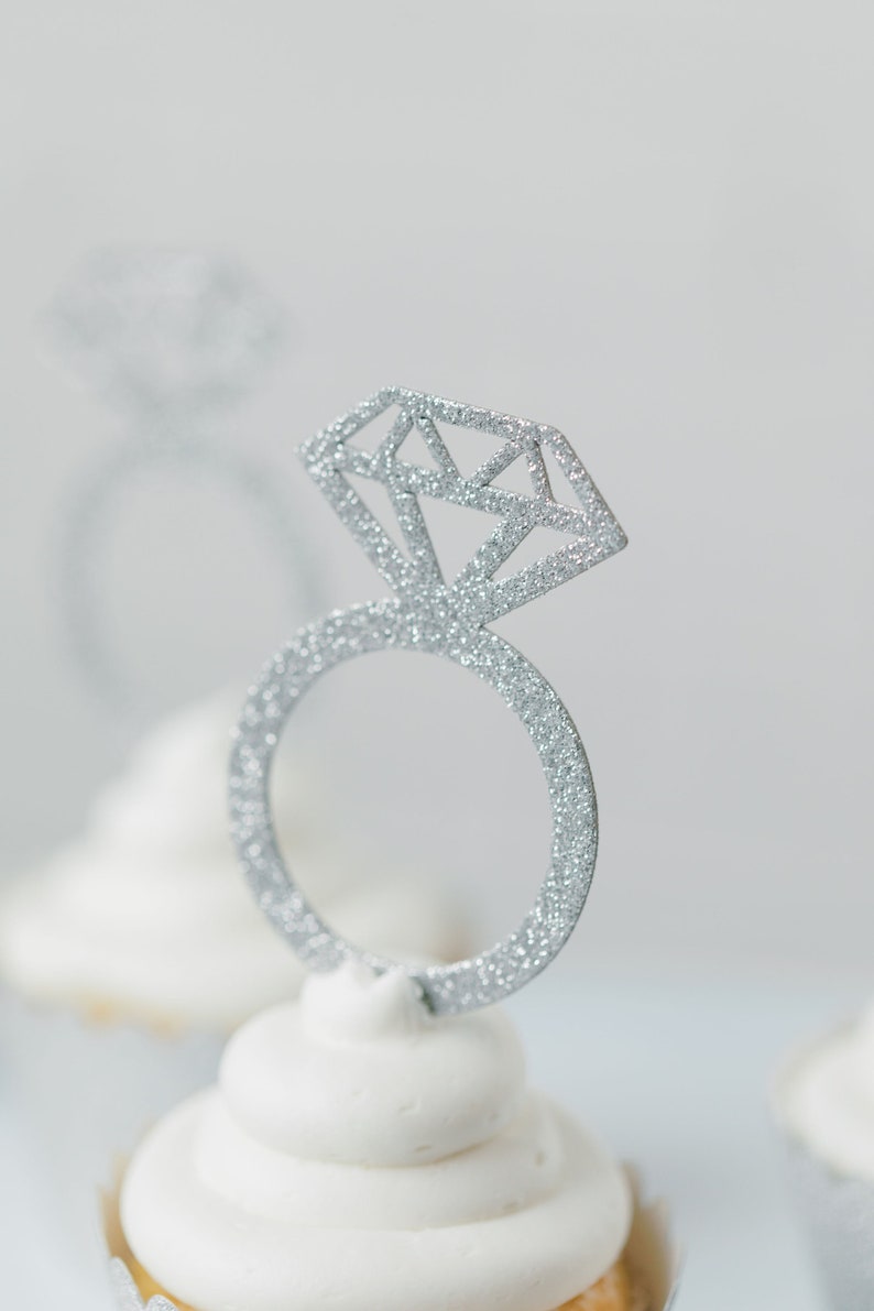 Gold Glitter Ring Cupcake Toppers Wedding Cupcake Toppers Etsy