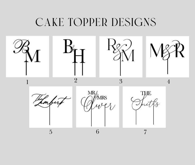 Personalized Script Names Acrylic Wedding Cake Topper | Modern Initials ...