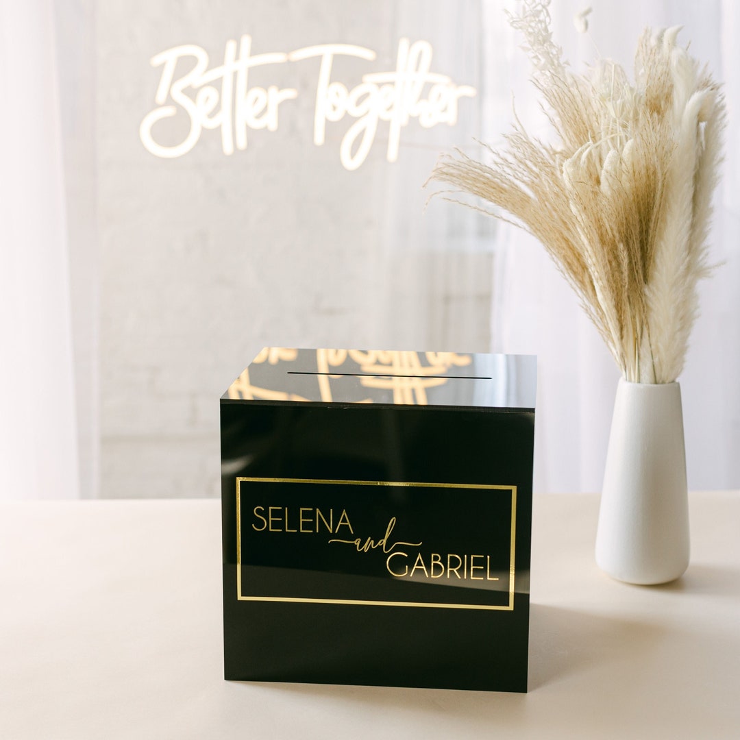 Lock & Key Black Acrylic Card Box I Acrylic Card Box I Wedding Card Box