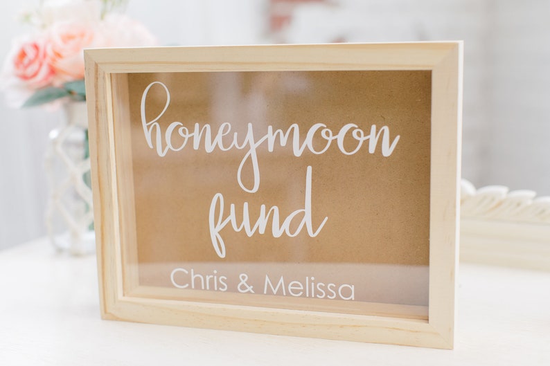 Personalized Honeymoon Fund Box Honeymoon Fund Box Honeymoon Gifts Wedding Money Box Rustic Honeymoon Fund Box Money Holder image 1