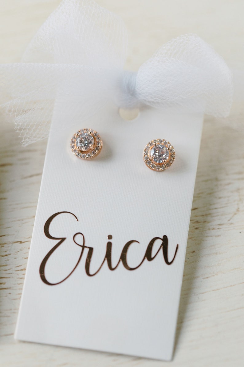 Bridesmaid Earrings Bridesmaid Gift Stud Earrings Rose Gold Earrings Gold Earrings Silver Earrings Stud Earrings Jewelry image 6