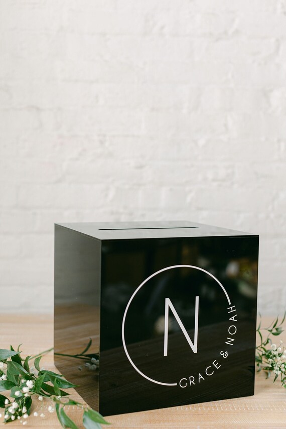 Lock & Key Black Acrylic Card Box I Acrylic Card Box I Wedding Etsy