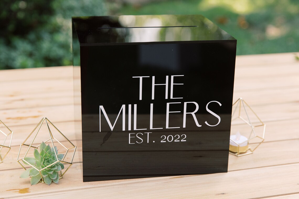 Black Acrylic Card Box I Acrylic Card Box With Lock and Key I Etsy