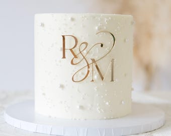 Acrylic Wedding Cake Topper | Personalized Wedding Cake Topper | Script Names Cake Topper | Modern Cake Topper | Initials Topper
