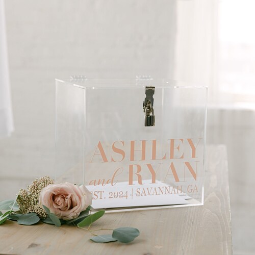 Acrylic Wedding Card Box With Lock and Key Personalized Money Etsy