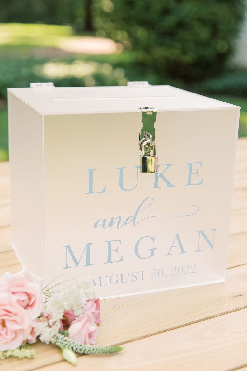 Frosted Acrylic Lock and Key Personalized Card Box I Wedding Etsy UK