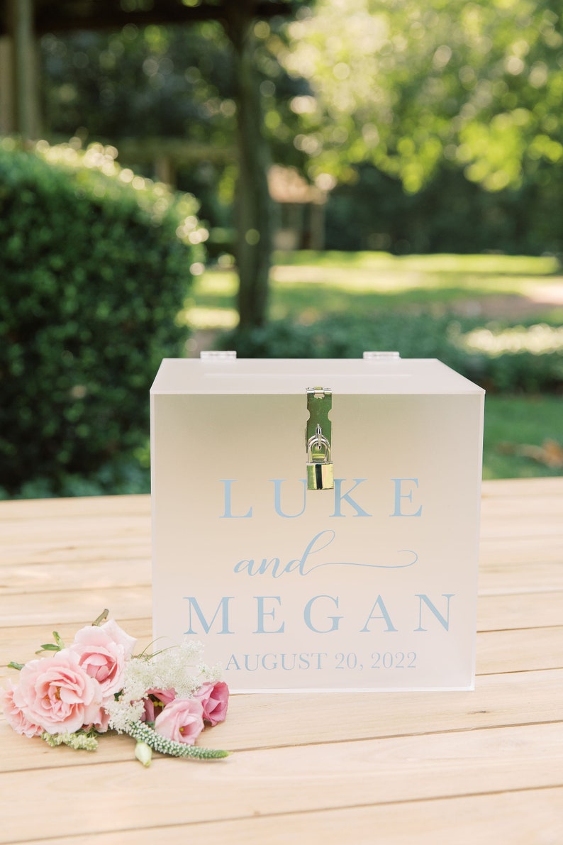 Frosted Acrylic Lock and Key Personalized Card Box I Wedding Etsy UK