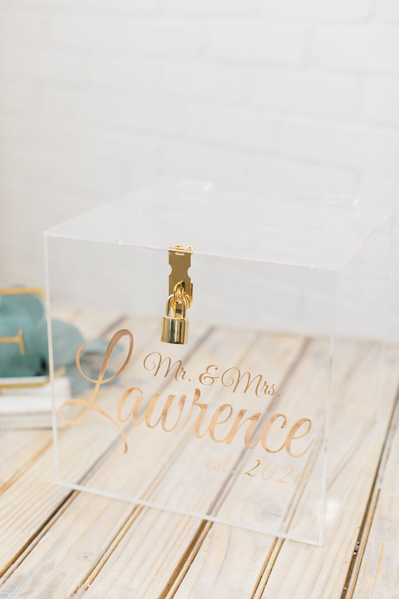Lock and Key Personalized Acrylic Card Box I Wedding Card Box Etsy