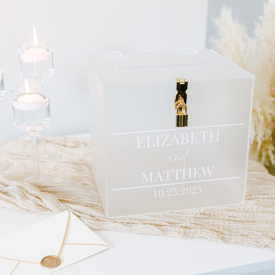Frosted Acrylic Card Box I Wedding Card Box With Lock Etsy