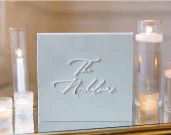 Caja para tarjetas de boda con cerradura / Caja de acrílico personalizada para tarjetas / Soporte personalizado para tarjetas de boda
