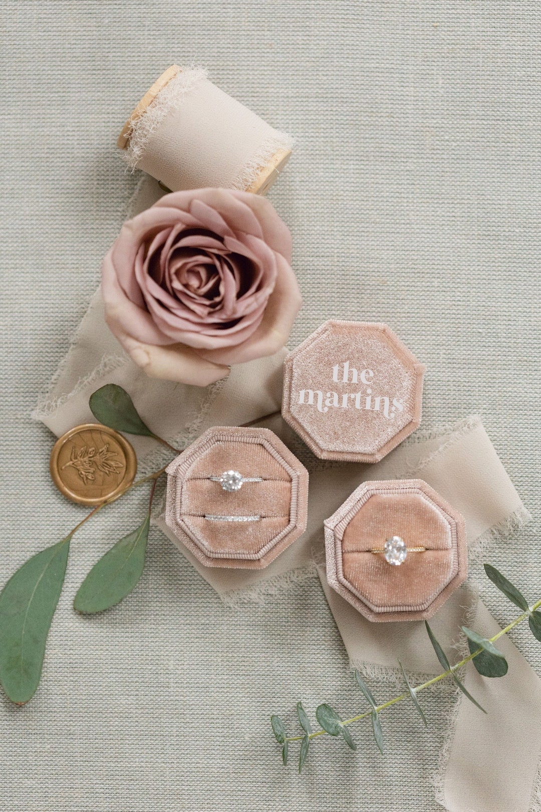 Octagon Velvet Ring Box Custom Wedding Ring Box Engagement Ring Box — free download