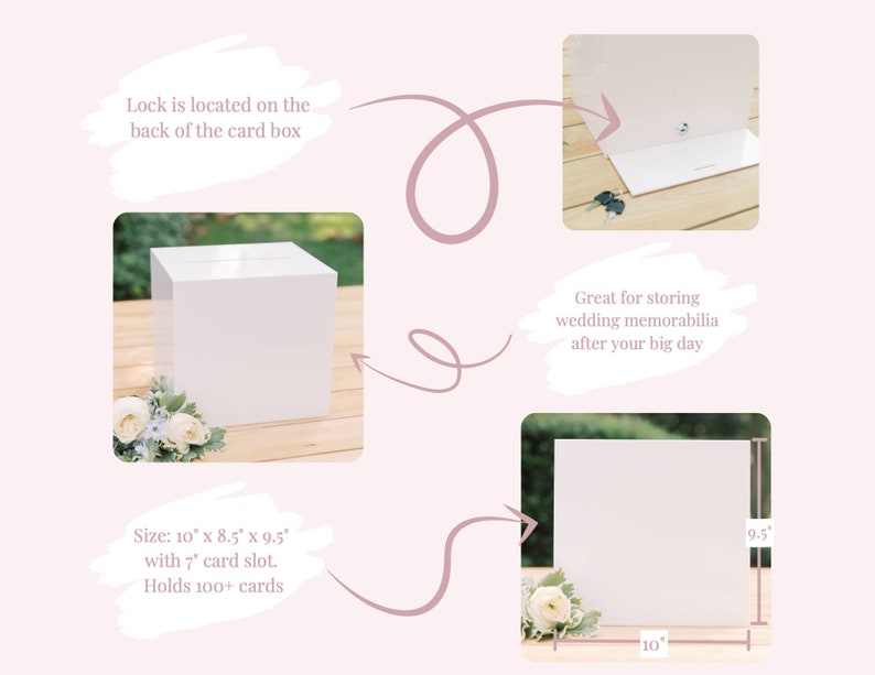 White Acrylic Card Box White Acrylic Card Box With Lock and Etsy