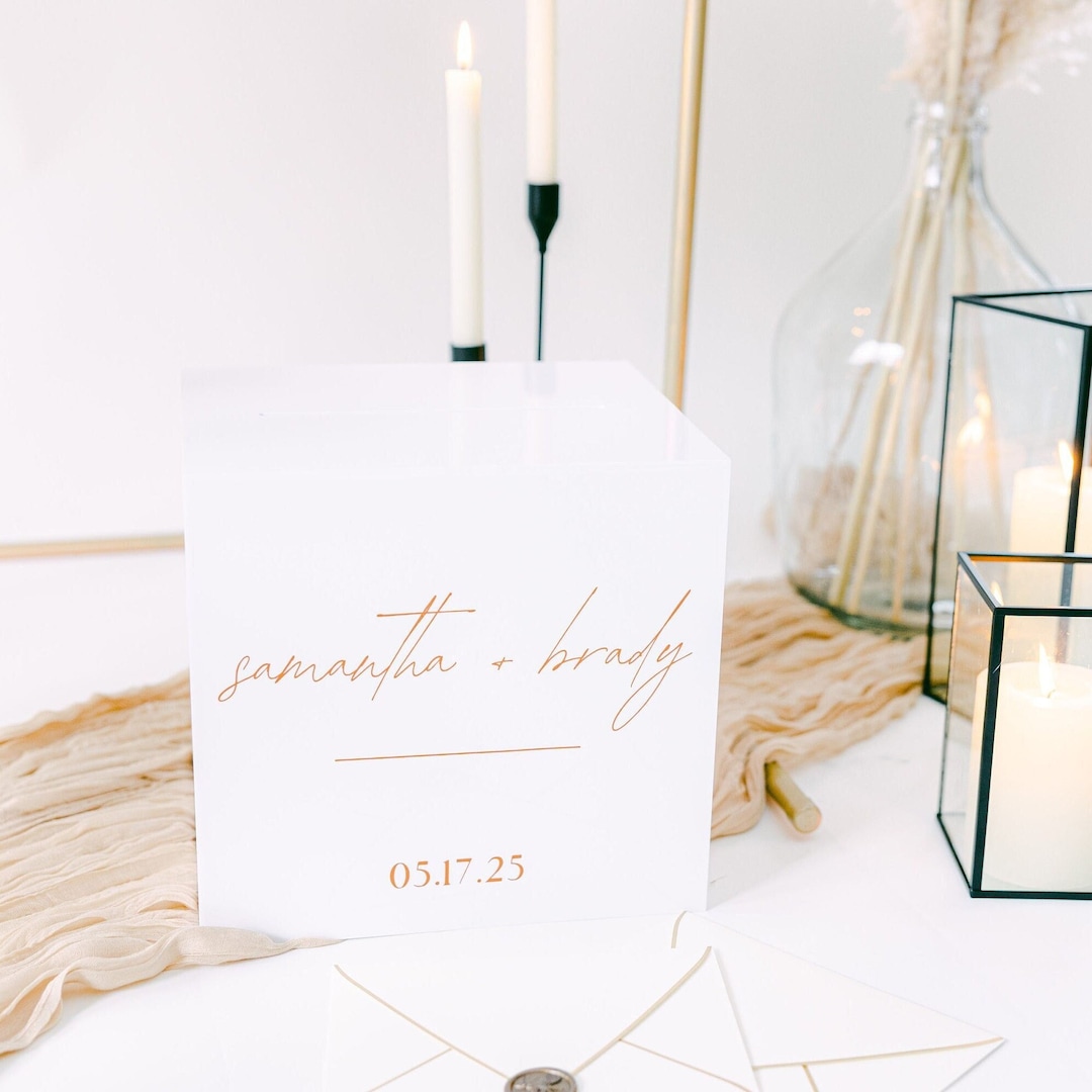 White Acrylic Card Box White Acrylic Card Box With Lock and Etsy