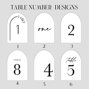 Acrylic Arched Table Numbers With Raised Text | Wedding Table Numbers ...