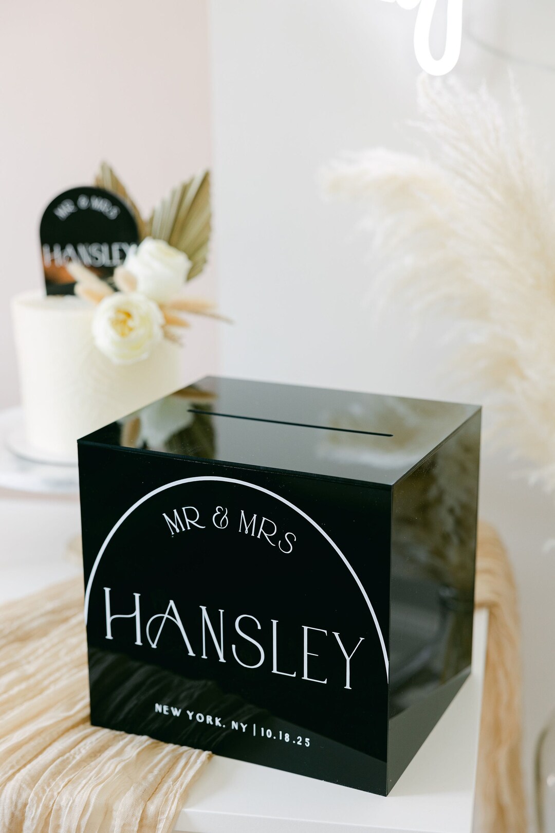 Black Acrylic Card Box I Acrylic Card Box With Lock and Key I Etsy