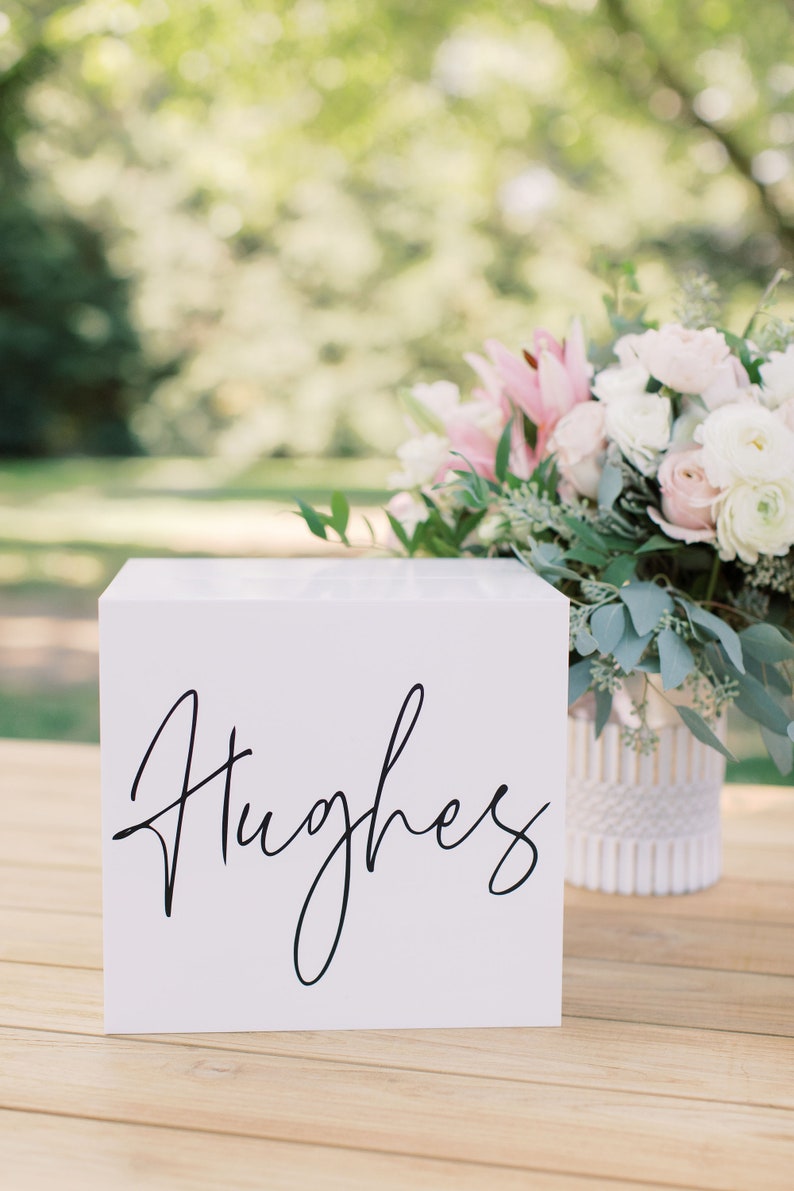 Lock & Key White Acrylic Card Box I Acrylic Card Box I Wedding Etsy