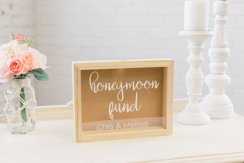 Personalized Honeymoon Fund Box Honeymoon Fund Box Honeymoon Gifts Wedding Money Box Rustic Honeymoon Fund Box Money Holder image 4