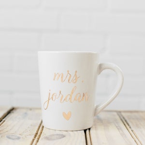 Personalized Coffee Mug Mrs. Mug Engagement Gift Custom Coffee Mug Bride to be Coffee Mug Bride Mug White Coffee Mug image 2