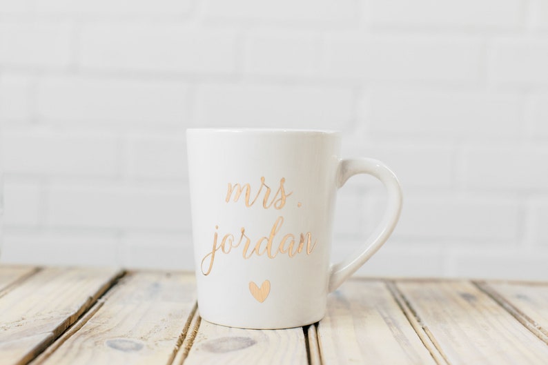 Personalized Coffee Mug Mrs. Mug Engagement Gift Custom Coffee Mug Bride to be Coffee Mug Bride Mug White Coffee Mug image 2