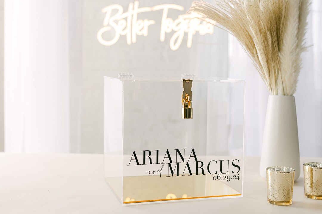 Acrylic Card Box With Lock and Key I Personalized Wedding Card Etsy