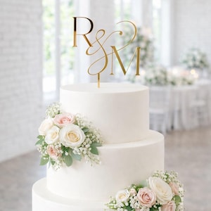Acrylic Wedding Cake Topper | Personalized Wedding Cake Topper | Script Names Cake Topper | Modern Cake Topper | Initials Topper