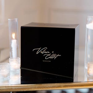 Acryl Card Box Mit Schloss und Schlüssel | Personalisierte Rahmer Text Kartenbox | 3D Pop-Out-Text | Flacher Vinyl-Aufkleber | Benutzerdefinierte Hochzeitsdekor