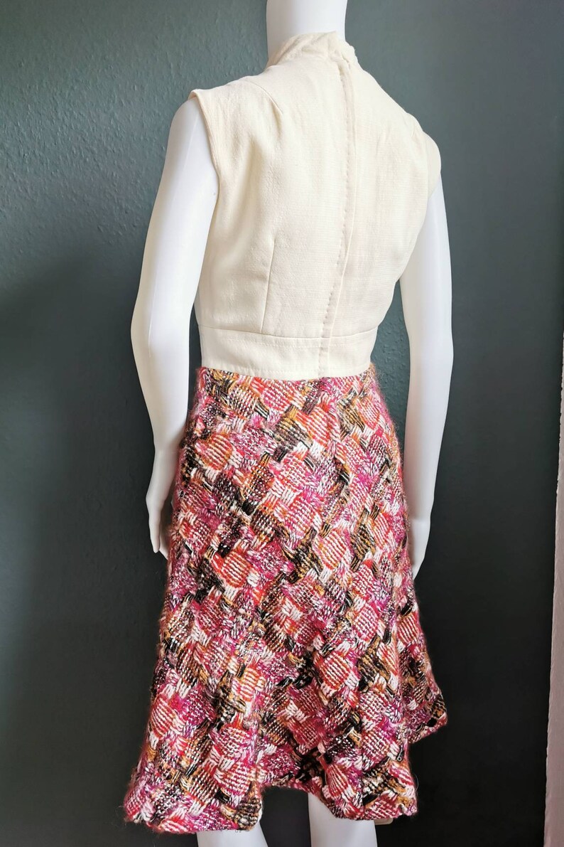 1970s 1960s Dress / Turtle Neck / Wool Skirt / Checked image 4