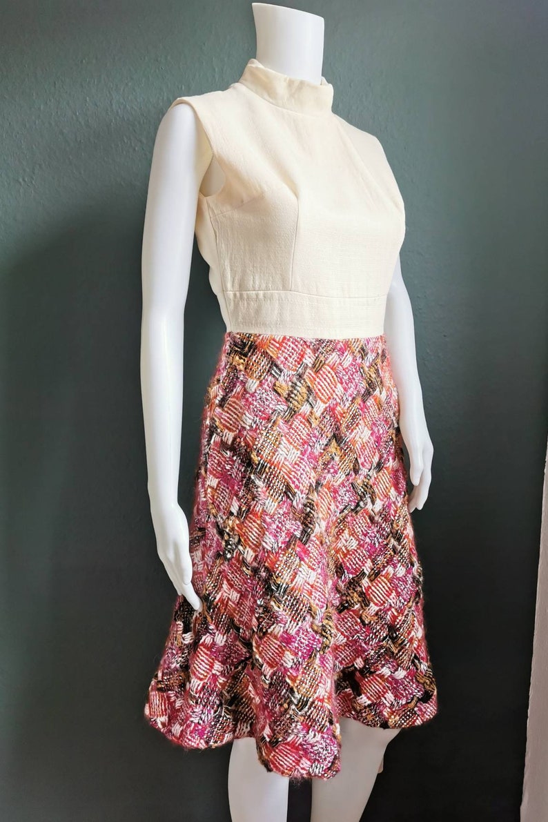 1970s 1960s Dress / Turtle Neck / Wool Skirt / Checked image 7