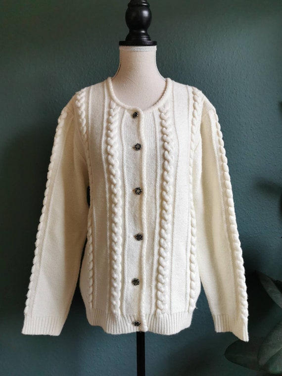 Vintage Cardigan / Cable-knit Sweater / Vintage Sw