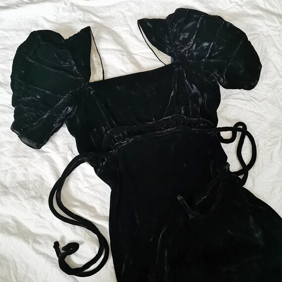1930s Silk Velvet Evening Dress / 30s Bias Cut Eve
