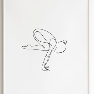 Printable Yoga Minimal Art, Yoga Gift Ideas, Yoga Poses, Yoga Art, Minimal One Line Drawing, Single Line Drawing, Abstract, Crane Pose