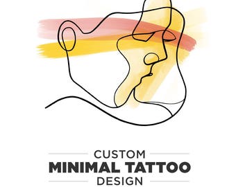 Custom Tattoo Design, Bespoke Minimalist Tattoo Design, Tattoo Art by With One Line, Single Line Drawing