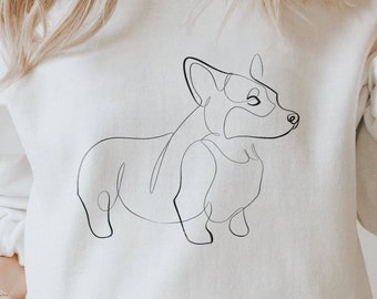 Corgi Sweatshirt: Relaxed Fit Garment-Dyed Corgi Mom Sweater