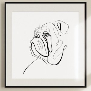 English Bulldog Line Art Print: Minimalist Dog Wall Decor