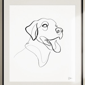 Labrador Retriever Wall Art Print, Black Lab Dog, Custom Dog Lover Gift, Single Line Art