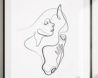Line art print paard en vrouw: ruiterkunst
