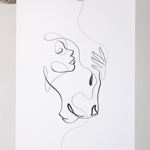 LLAMADA ESPIRITUAL / Impresión artística de leona / Dibujo lineal de leona / Arte mural grande con espíritu de león